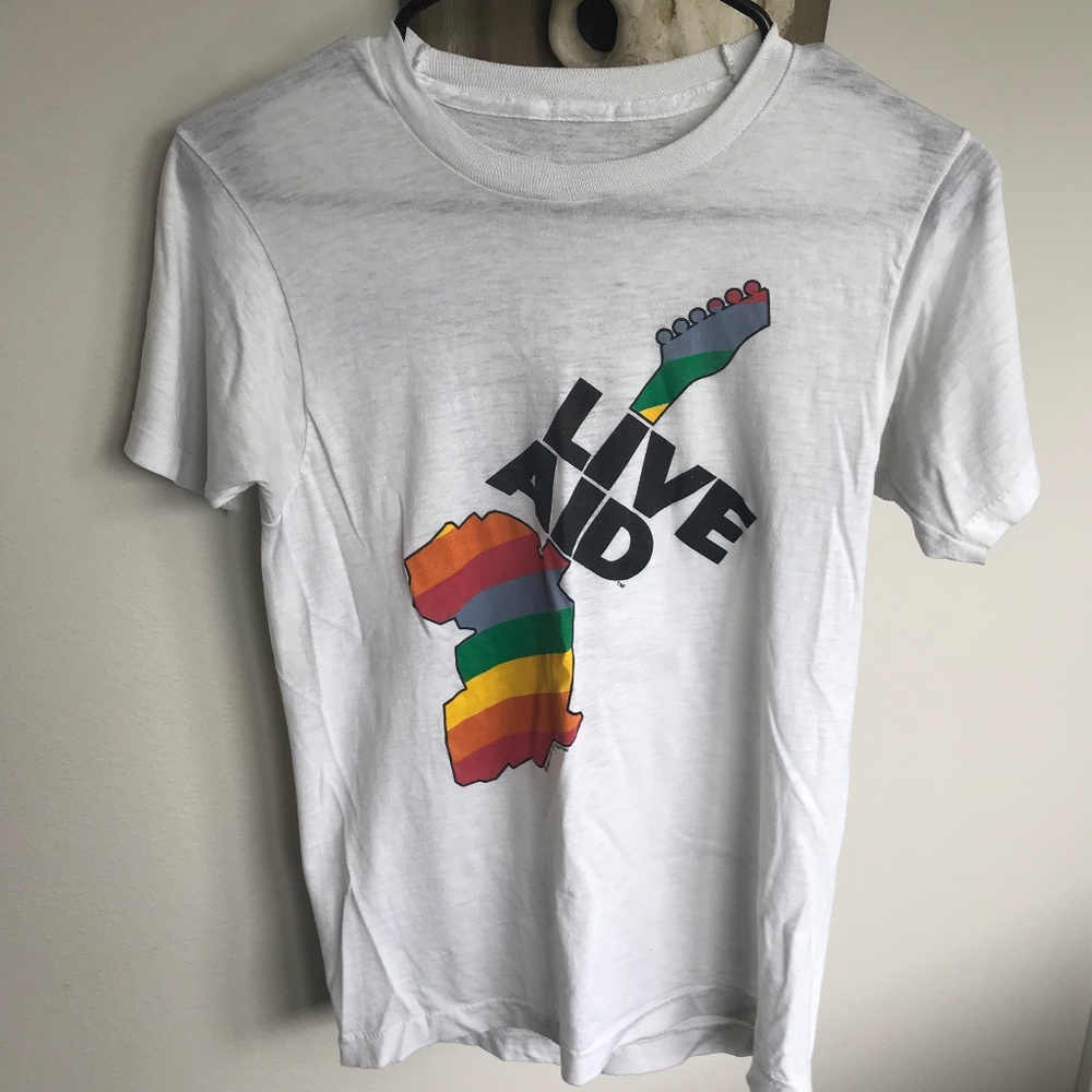 Vintage Paper Thin Live Aid Tee Size Small